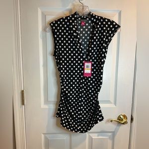 Vince Camuto Black/White Polka Dot Top